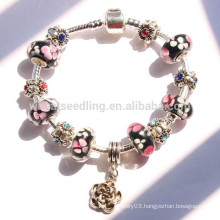 fashion alloy chain glass beaded charm vintage bracelet